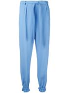Msgm Tapered Trousers, Women's, Size: 46, Blue, Acetate/viscose