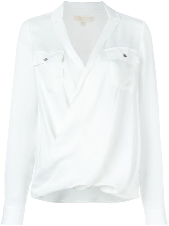 Michael Michael Kors Wrap Style Shirt, Women's, Size: Xs, White, Silk