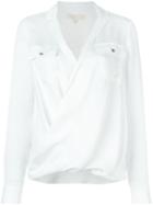 Michael Michael Kors Wrap Style Shirt, Women's, Size: Xs, White, Silk