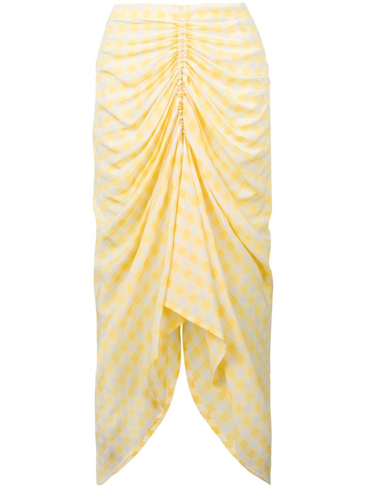 Joseph Gingham Draped Skirt - Yellow & Orange