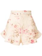 Zimmermann High-waisted Floral Shorts - Nude & Neutrals