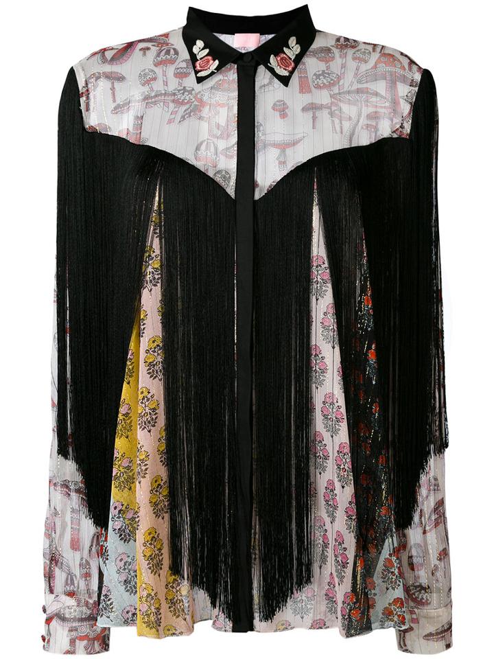 Giamba - Floral Panel Shirt - Women - Silk/cotton/acetate/metallic (grey) Fibre - 44, Silk/cotton/acetate/metallic Fibre