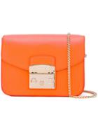 Furla Embossed Logo Tote Bag, Women's, Yellow/orange, Leather/nylon/viscose