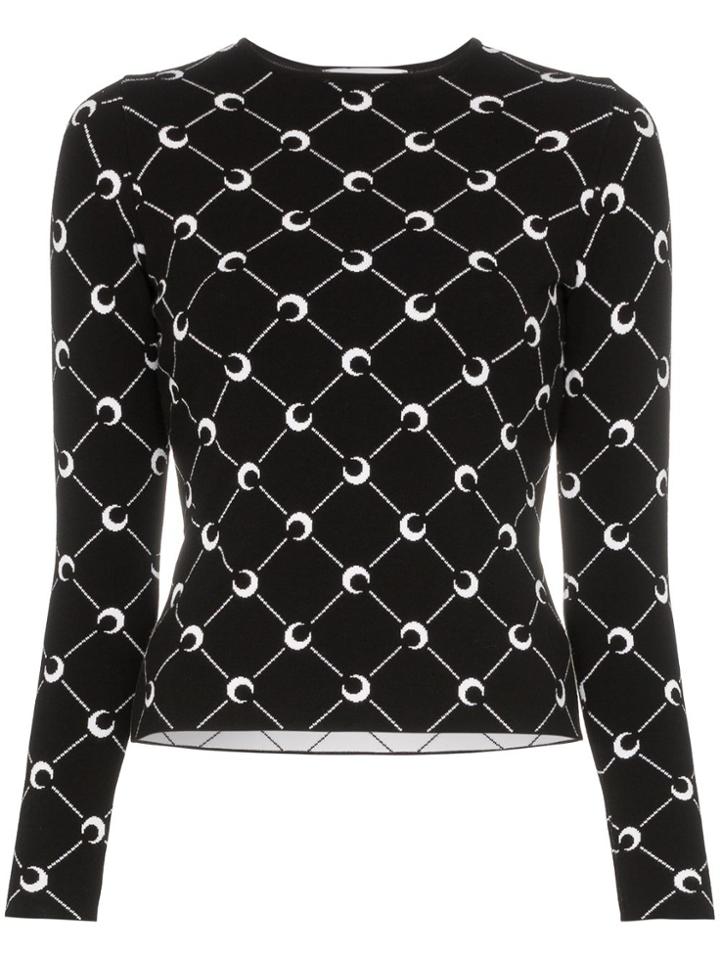 Marine Serre Moon Jacquard Knitted Top - Black