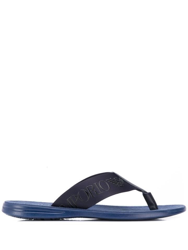 Emporio Armani Logo Bands Flip Flops - Blue