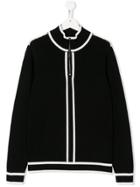 Karl Lagerfeld Kids Teen Contrast Trim Knitted Top - Black