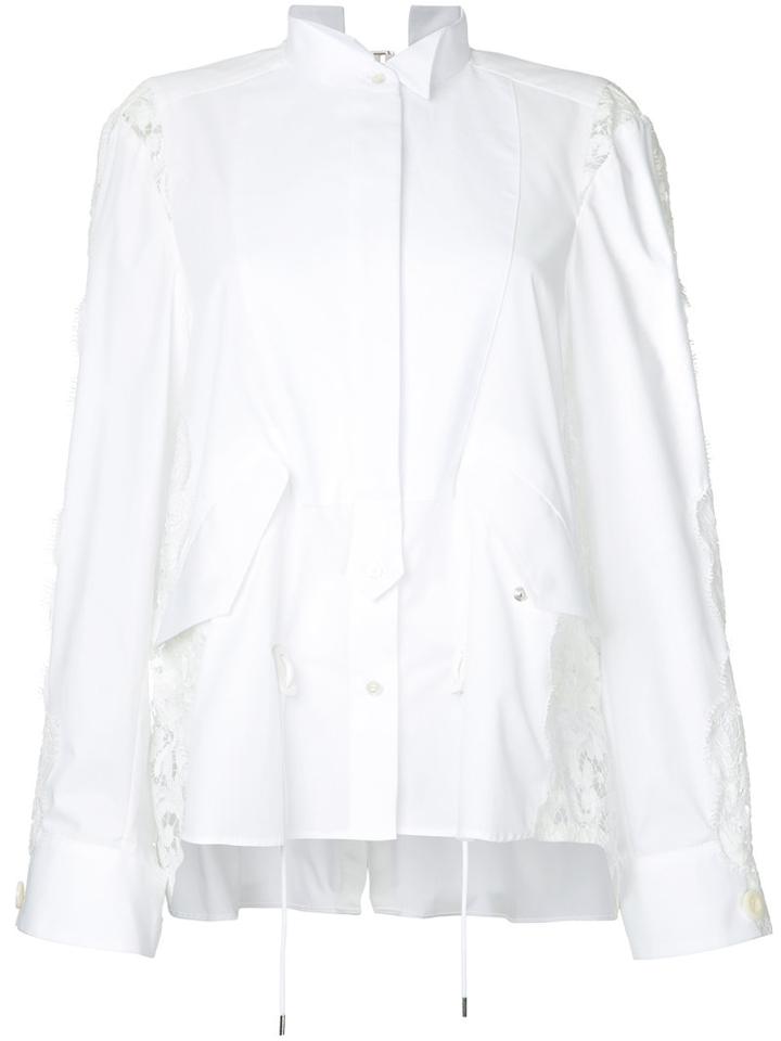 Sacai Lace-detail Shirt, Women's, Size: 2, White, Cotton/polyester