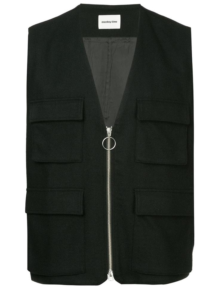 Monkey Time Zip-up Gilet - Black