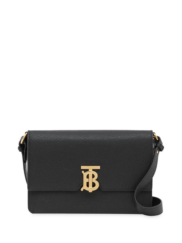 Burberry Small Monogram Motif Leather Crossbody Bag - Black