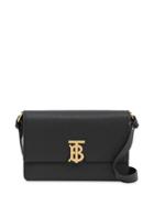 Burberry Small Monogram Motif Leather Crossbody Bag - Black
