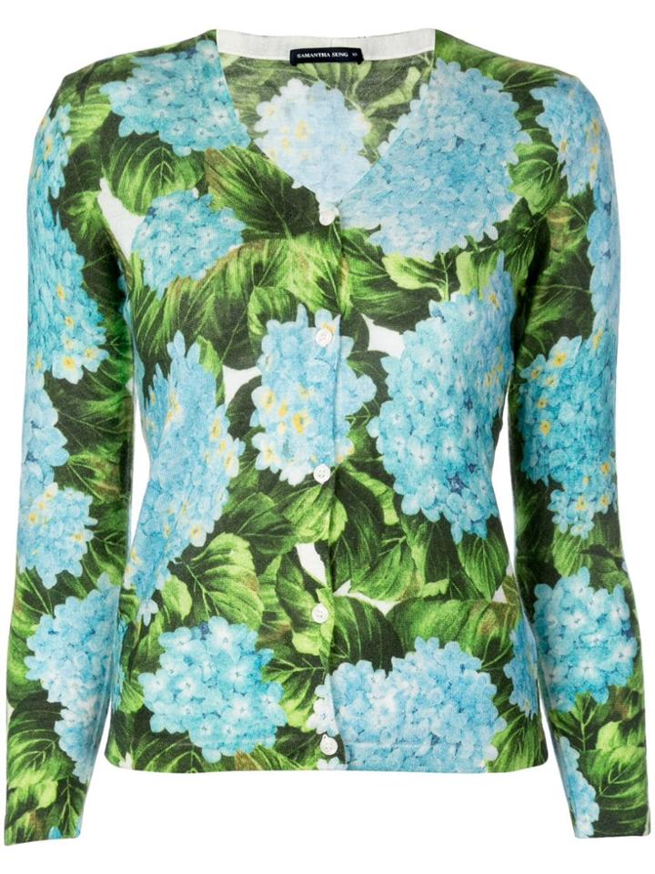 Samantha Sung Charlotte Hydrangea Print Cardigan - Blue