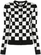 Rosetta Getty Checkered Knit Round Neck Cardigan - Black