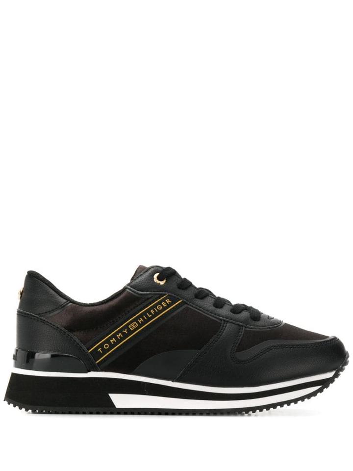 Tommy Hilfiger Branded Stripe Sneakers - Black