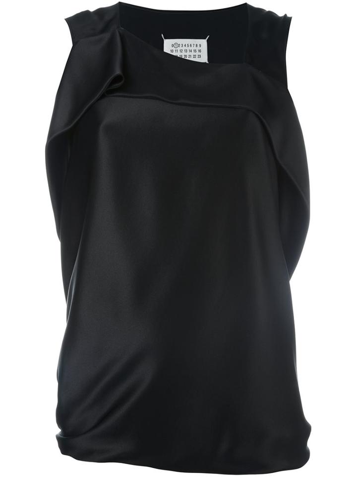 Maison Margiela Drape Panel Vest, Women's, Size: 40, Black, Silk