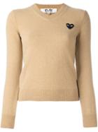 Comme Des Garçons Play Embroidered Heart Jumper, Women's, Size: Medium, Nude/neutrals, Wool