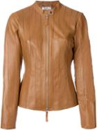 Desa 1972 Fitted Zip Jacket, Women's, Size: 0, Nude/neutrals, Leather/polyester/spandex/elastane