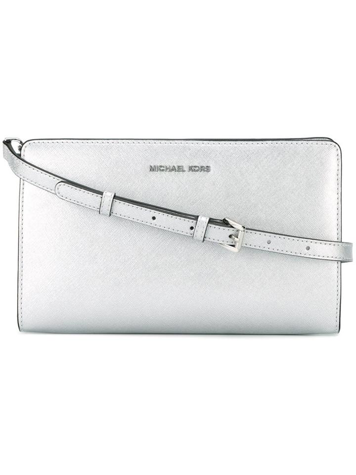 Michael Michael Kors Large 'jet Set Travel' Crossbody Bag, Women's, Grey, Bos Taurus