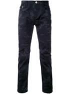 Loveless Camouflage Slim-fit Jeans, Men's, Size: 0, Black, Cotton