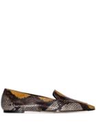 Aeyde Aurora Snake-effect Flat Loafers - Brown