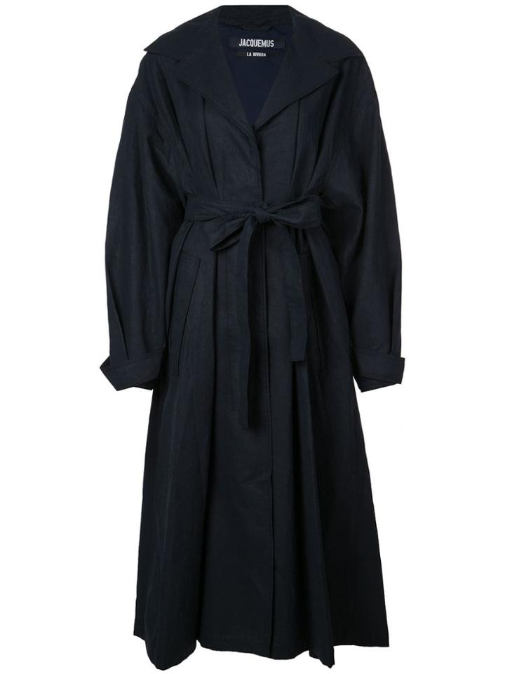 Dusan Belted Trench Coat - Blue