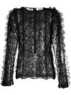 Givenchy Ruffled Lace Long Sleeve Top, Women's, Size: 40, Black, Polyamide/viscose