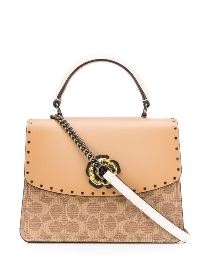 Coach Parker Top Handle In Signature Canvas With Rivets - Neutrals
