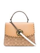 Coach Parker Top Handle In Signature Canvas With Rivets - Neutrals