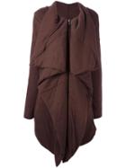 Rick Owens Lilies Asymmetric Zipped Coat, Size: 42, Brown, Polyamide/angora/wool/polyester