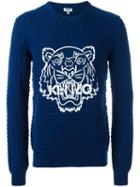 Kenzo 'tiger' Textured Jumper, Men's, Size: Xl, Blue, Wool