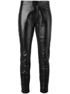 Red Valentino - Cropped Leather Trousers - Women - Lamb Skin/polyester/spandex/elastane/acetate - 42, Black, Lamb Skin/polyester/spandex/elastane/acetate