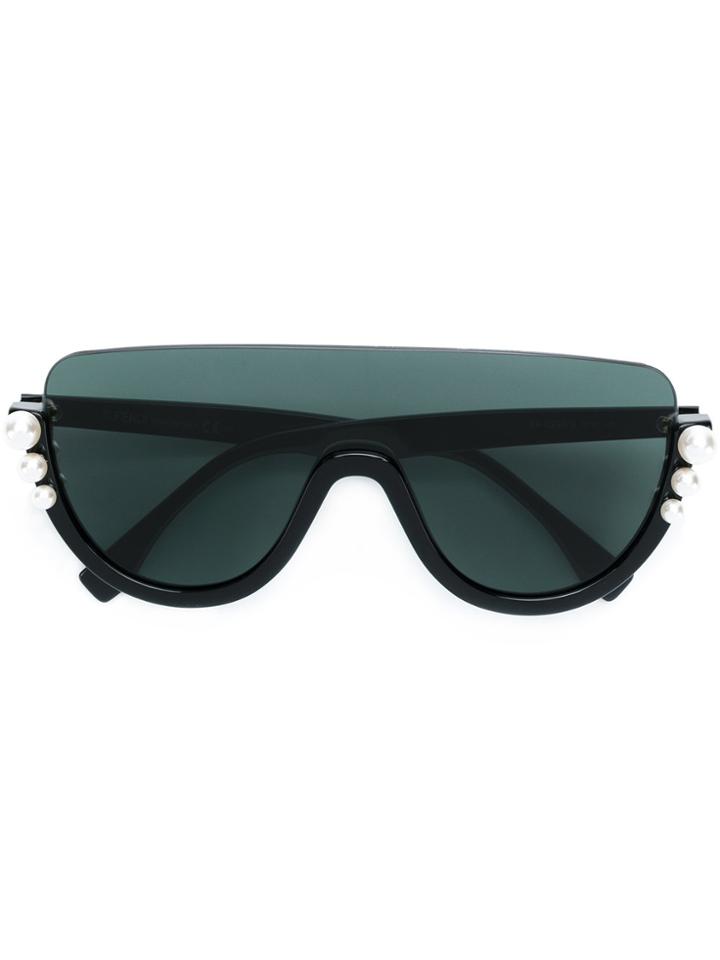 Fendi Eyewear Ribbons And Pearls Sunglasses - Black