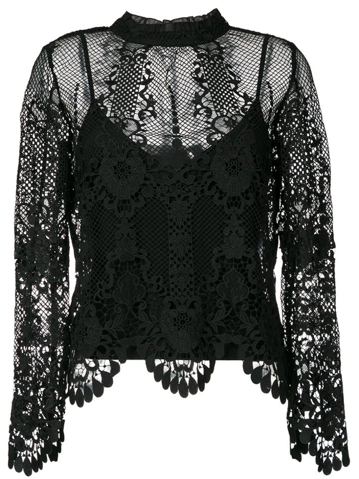 Twin-set Longsleeved Macramé Blouse - Black