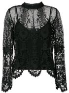 Twin-set Longsleeved Macramé Blouse - Black