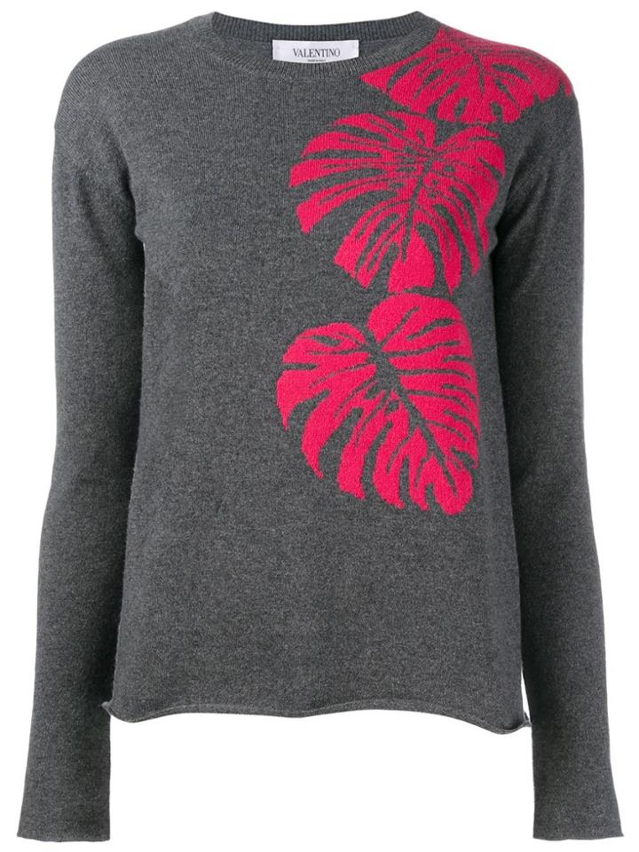 Valentino Cashmere Palm Leaf Intarsia Jumper - Grey