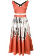 Sophie Theallet - Panelled Zipped Midi Dress - Women - Cotton/polyamide - 4, Yellow/orange, Cotton/polyamide