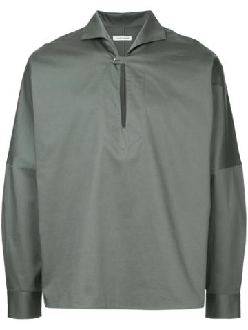 Clane Homme Dolman Sleeve Slit Neck Shirt - Grey