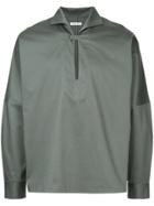 Clane Homme Dolman Sleeve Slit Neck Shirt - Grey