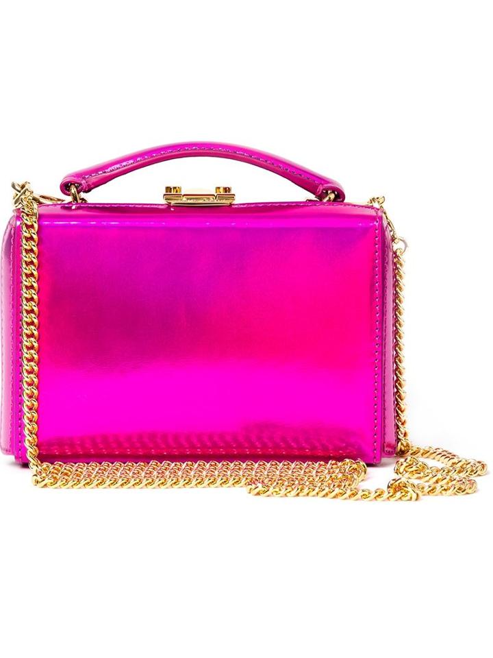 Mark Cross Mini Grace Box Clutch, Women's, Pink/purple, Calf Leather