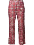 For Restless Sleepers Floral Print Cropped Trousers, Women's, Size: Medium, Red, Silk