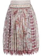 Etro Floral Print Skirt, Women's, Size: 42, Nude/neutrals, Cotton/silk