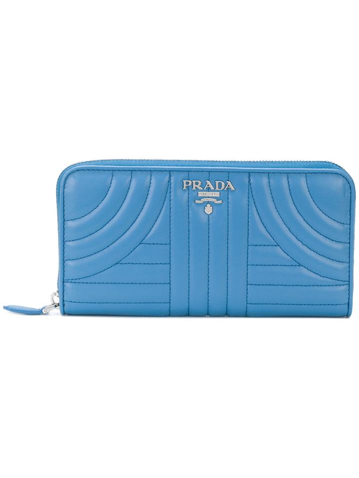 Prada Quilted Zip Wallet - Blue