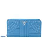 Prada Quilted Zip Wallet - Blue