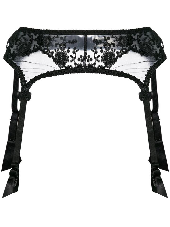 Prelude Lace Embroidered Suspenders - Black