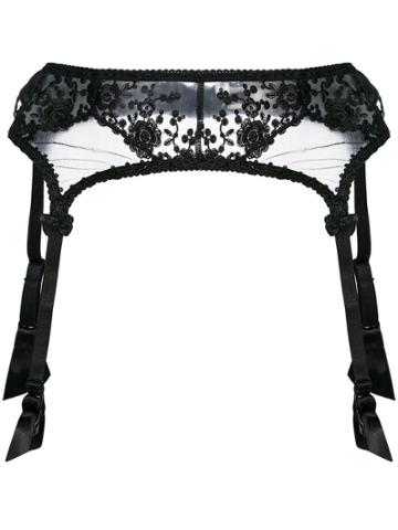 Prelude Lace Embroidered Suspenders - Black