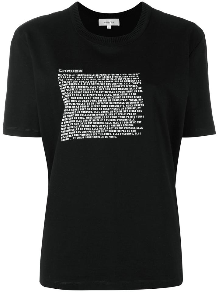 Carven - Graphic Print T-shirt - Women - Cotton - S, Women's, Black, Cotton