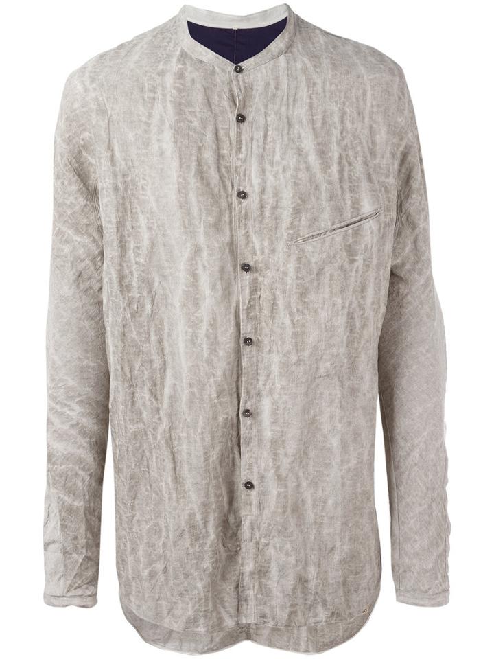 Ziggy Chen Crumpled Detail Shirt, Men's, Size: 48, Nude/neutrals, Cotton/metal