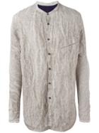 Ziggy Chen Crumpled Detail Shirt, Men's, Size: 48, Nude/neutrals, Cotton/metal