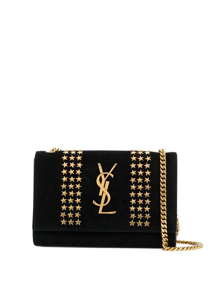 Saint Laurent Star Appliqué Shoulder Bag - Black