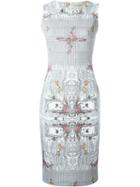 Piccione. Piccione Natural Circuitry Print Fitted Sleeveless Midi Dress