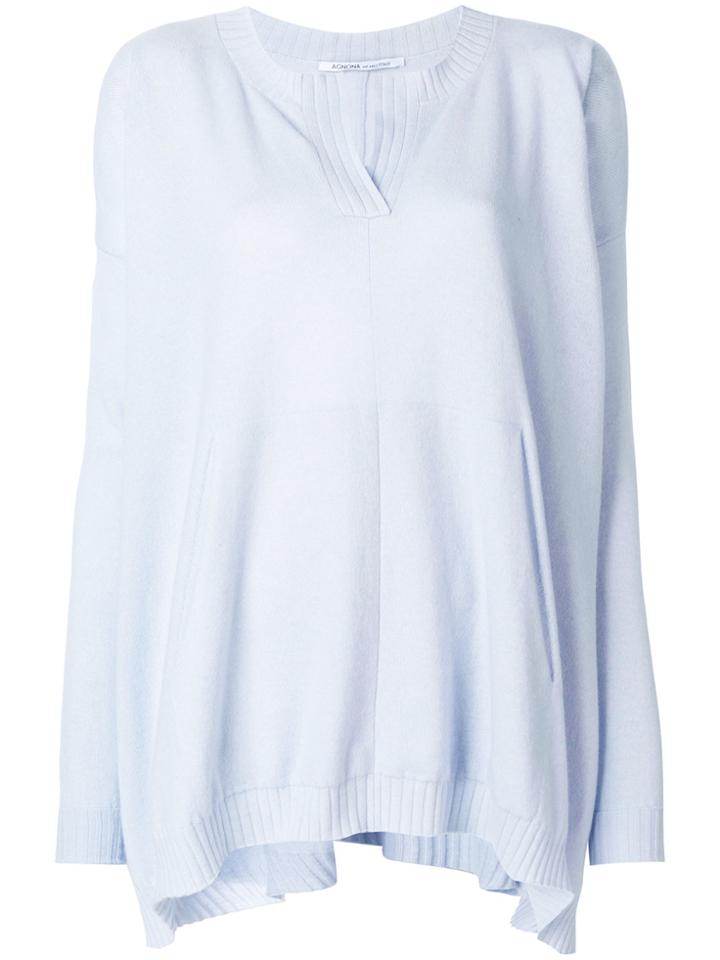 Agnona Poncho Sweater - Blue